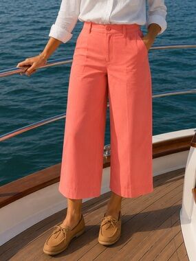 Gap Wide Leg Cropped Pants Classic Fit Women’s 10R Coral Cotton Coastal